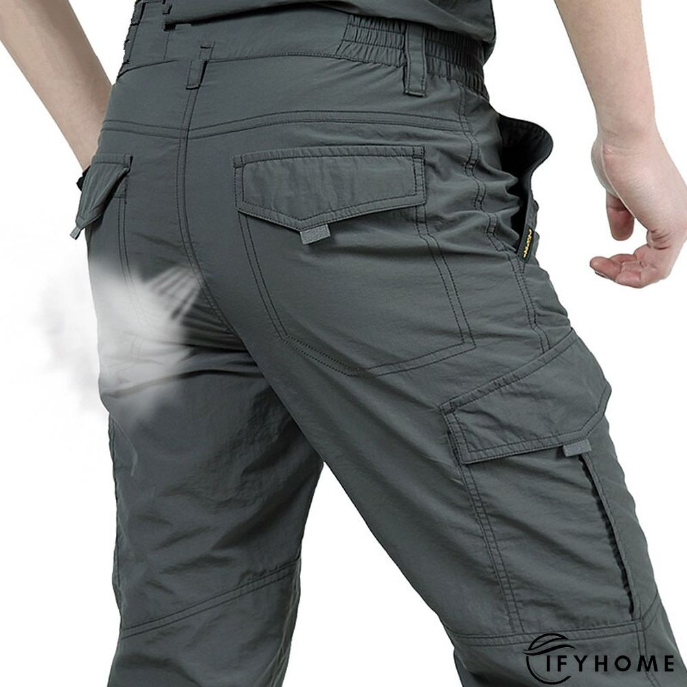 Men's Cargo Pants Hiking Pants Trousers Tactical Pants Military Summer Outdoor Ripstop Breathable Water Resistant Quick Dry Pants / Trousers Bottoms 6 Pockets Elastic Waist Black Army Green Hunting | IFYHOME