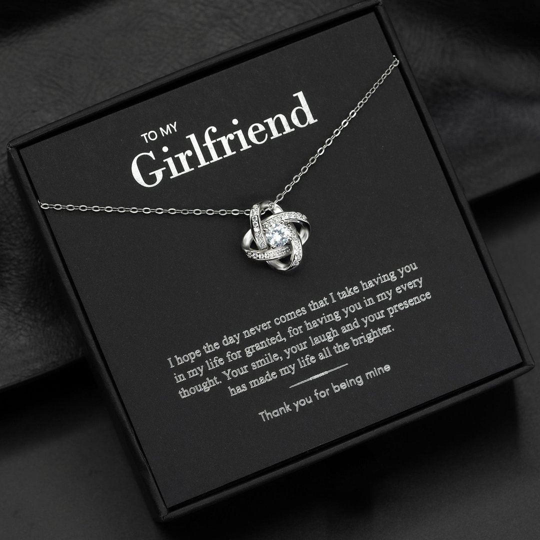 To My Girlfriend - Silver Love Knot Necklace