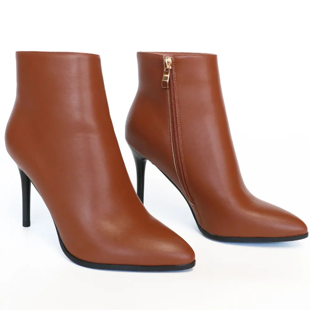90mm Women's Zipper Ankle Boots Solid Color-vocosishoes