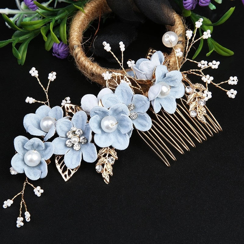 Vintage Golden Leaf Updo Hair Comb Headdress Handmade Bridal Embellished Headdress Flower Comb Hairpin Bridal Accessories