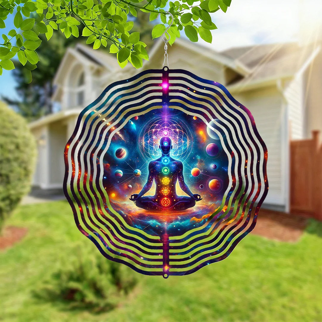 3D Hanging Wind Spinner 360 Degree Rotating 10-Inch Garden Wind Spinners Hanging Wind Catcher Art Gift for Home Garden Halloween Christmas (contemplation)