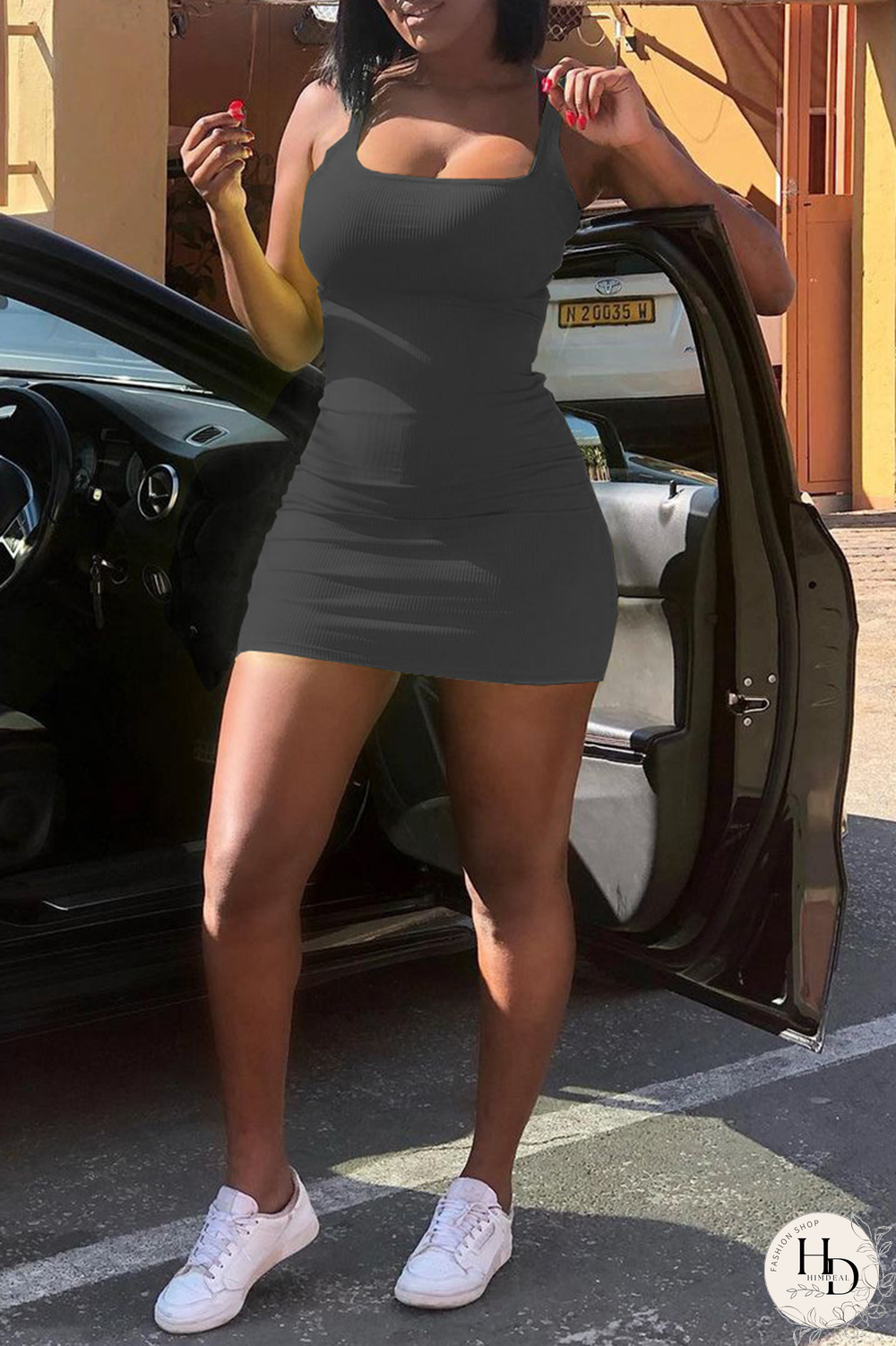 Khaki Sexy Solid Split Joint Square Collar Pencil Skirt Dresses