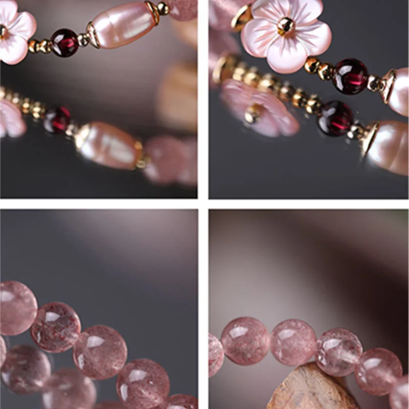 Strawberry Quartz Peach Blossom Love Bracelet