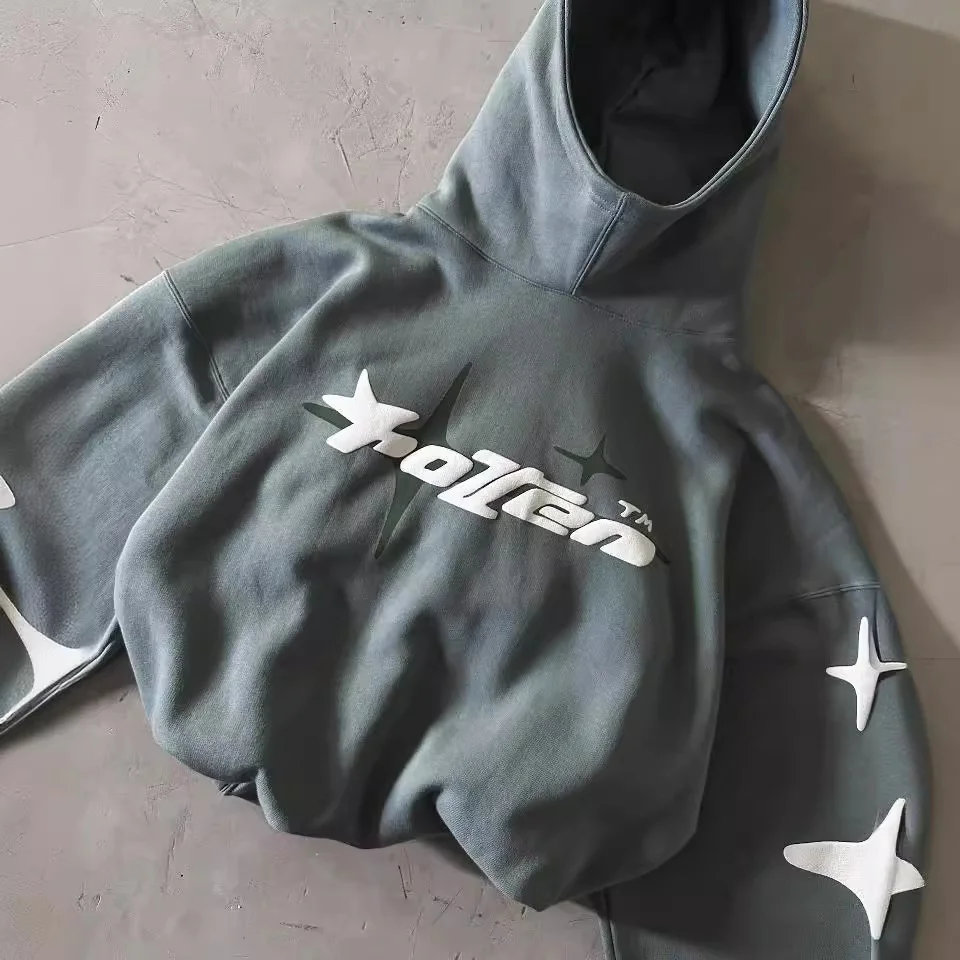 Uveng Uveng High Street Popular Logo Letter Print Hoodie Suit For Men And Women Hip Hop Street Loose Hoodie