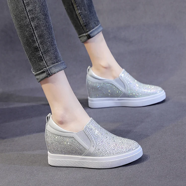 Women Rhinestone Wedge Sneakers  Stunahome.com