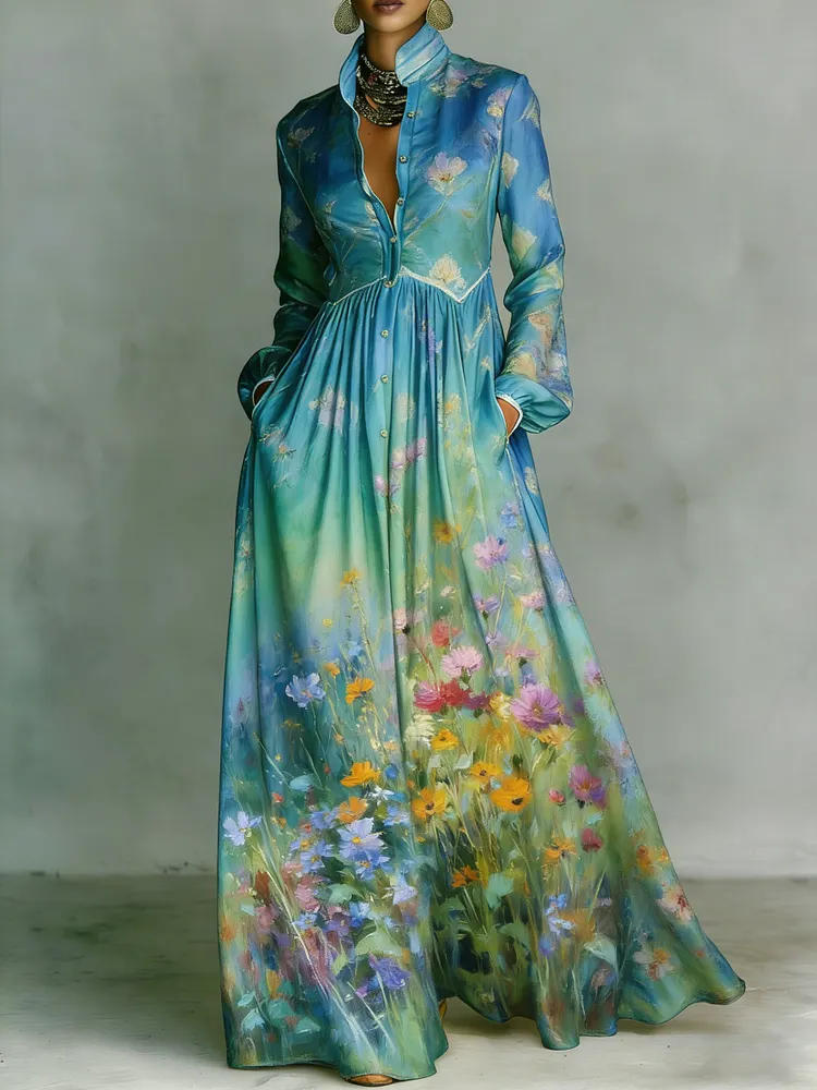 Women's Printed Elegant Romantic Vacation Medium Sleeve Maxi Dress