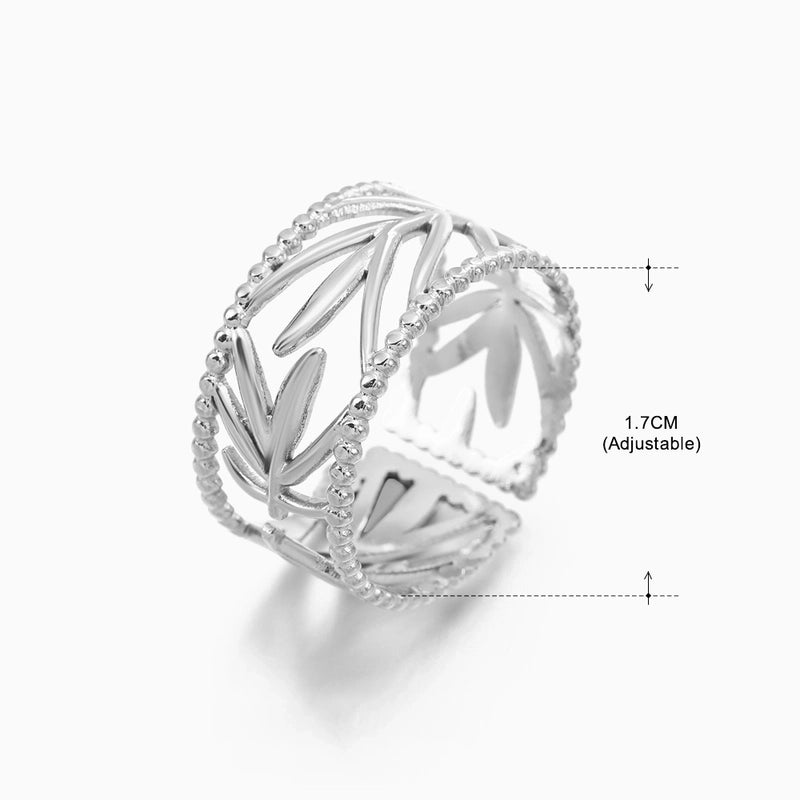 3 Pieces Basic Classic Style Geometric Leaf Stainless Steel Plating Open Rings