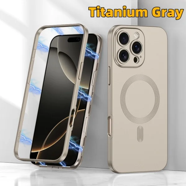 Suitable For Apple 16promax Mobile Phone Case Frosted Magnetic Suction Protective Cover Two In One