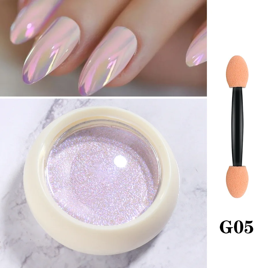 Bonusbuk New Nail Solid Aurora Powder Ice Transparent Naked Color Illusion Mirror Sparkling Powder Set Eye-catching Delicate Gift-worthy