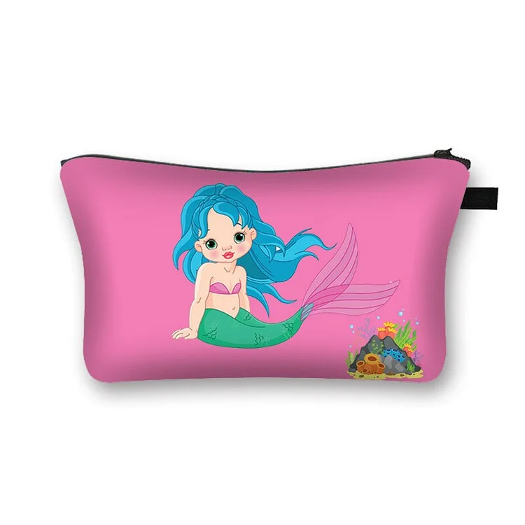 Cartoon mermaid Printed Hand Hold Travel Storage Cosmetic Bag Toiletry Bag