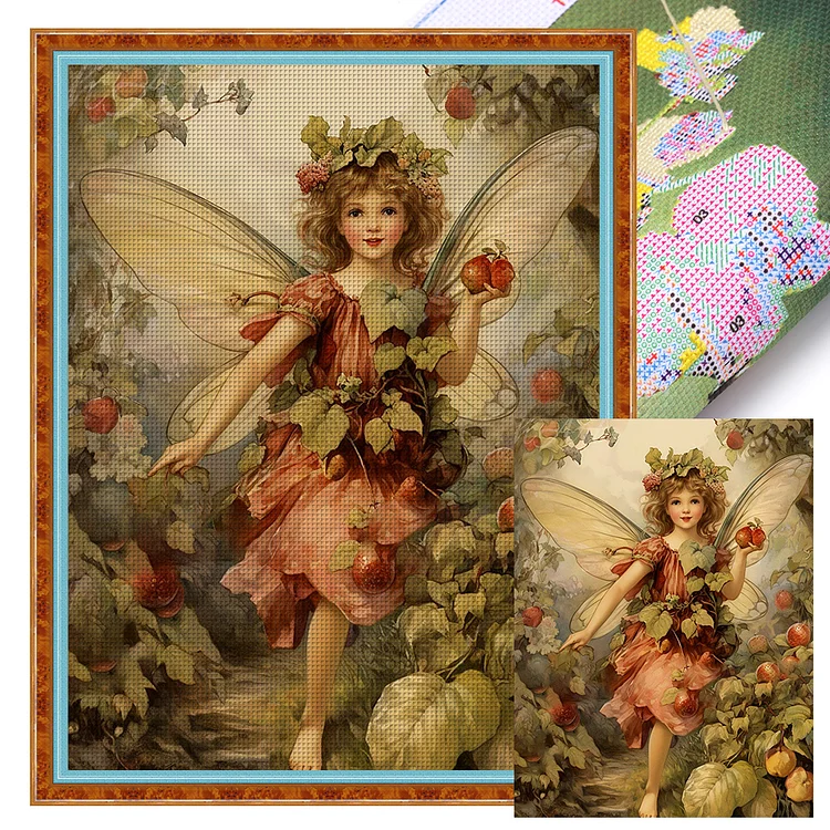 Retro Poster - Butterfly Girl 11CT Stamped Cross Stitch 50*65CM