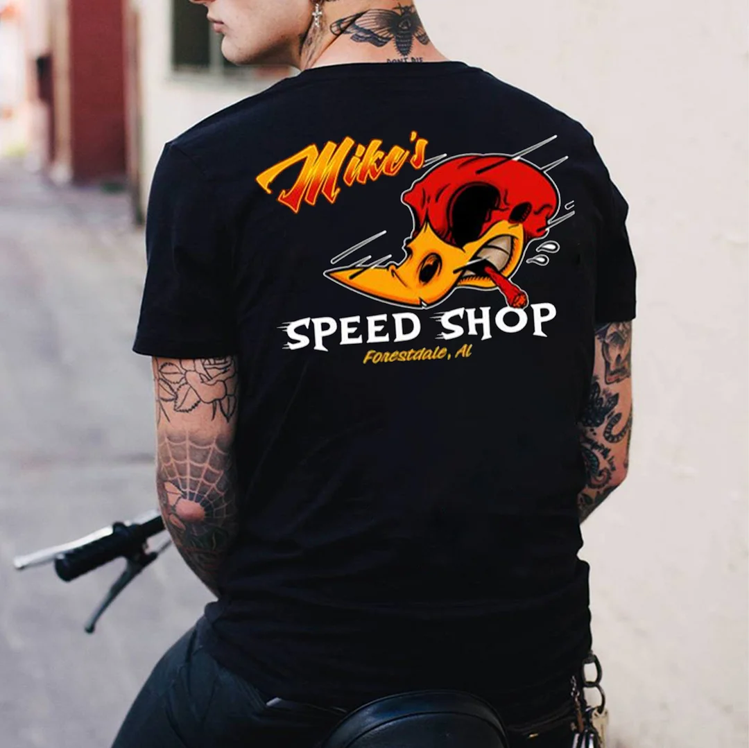 MIKE'S SPEED SHOP Hot Rod Bird Print Men's T-shirt