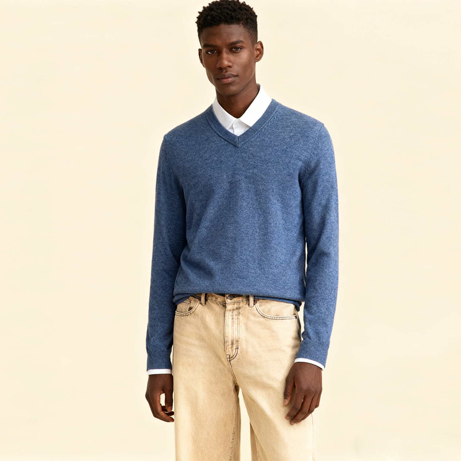 Men's Cashmere V Neck Sweater Casual Wear REAL SILK LIFE
