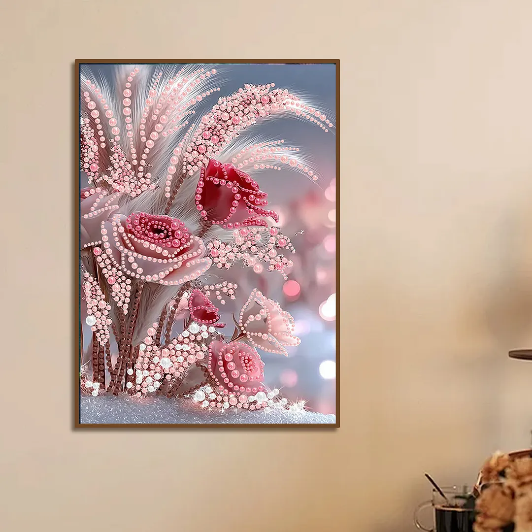 Pearl Painting Kit for Adults Pink Rose 11.81x15.75in