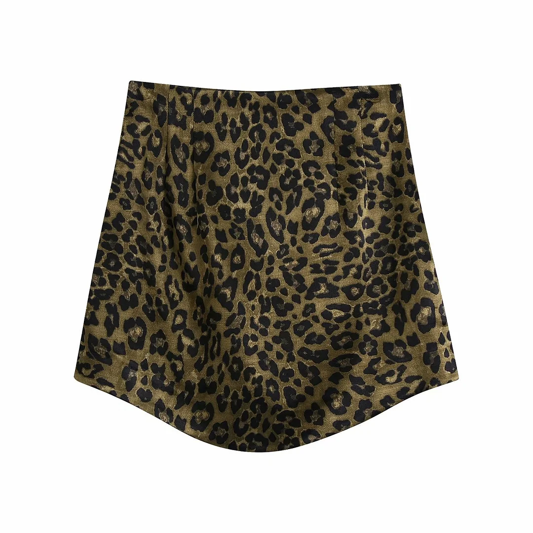 Zevity New Women High Street Leopard Print Side Zipper Sexy Mini Skirt Faldas Mujer Ladies Soft Casual Slim Chic Vestidos QUN865