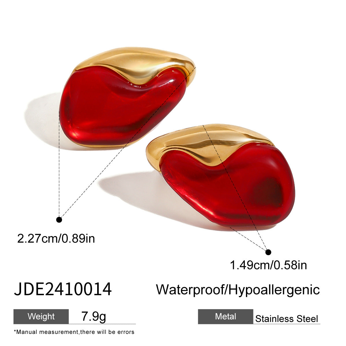 Jie Ding Stainless Steel Red Agate Earrings Zircon Earring Niche Earring