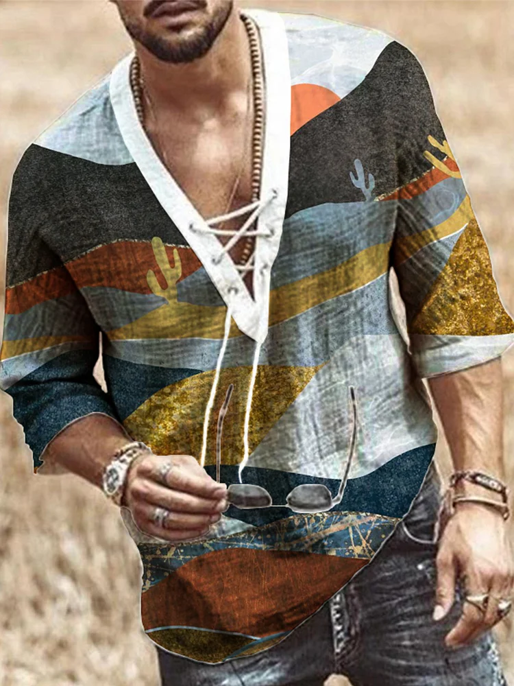 Pre-sale men's fashion sunset tie T-shirt
