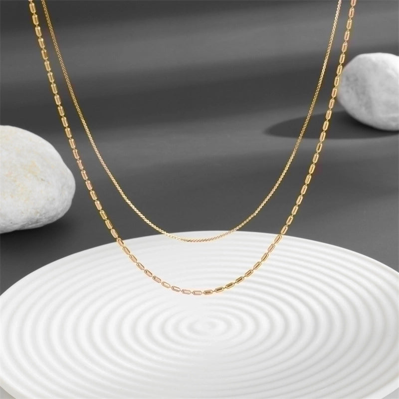 Titanium Steel 18K Gold Plated Minimalist Plating Solid Color Layered Necklaces