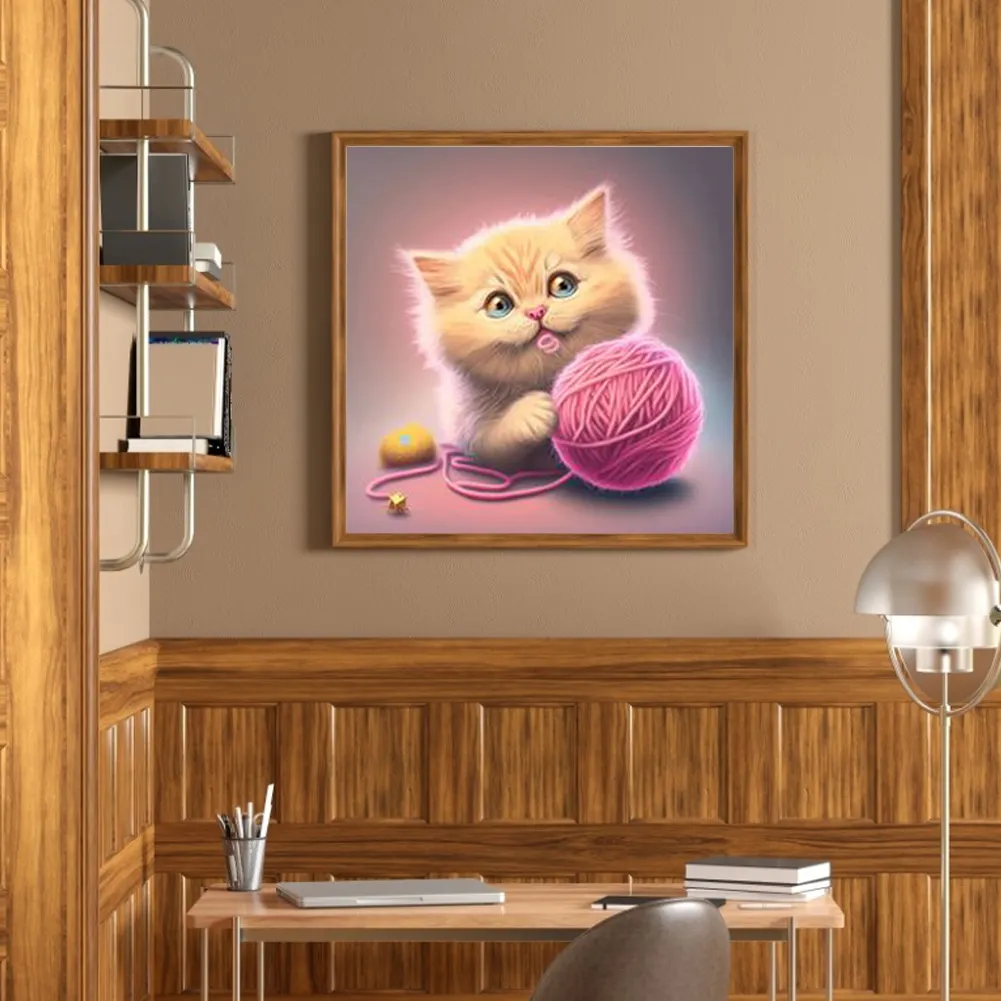 DIY Paint By Number 40*40cm - Cat Playing With Yarn
