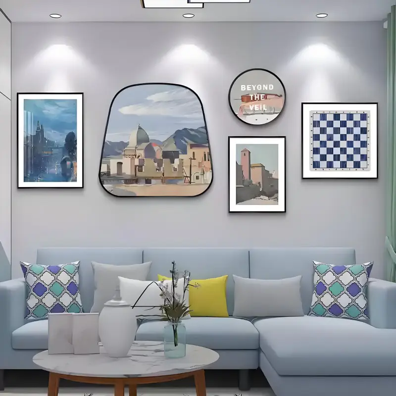 Light Luxury Living Room Decorative Painting: Cream Scenery Five-Panel Mural(TS04)