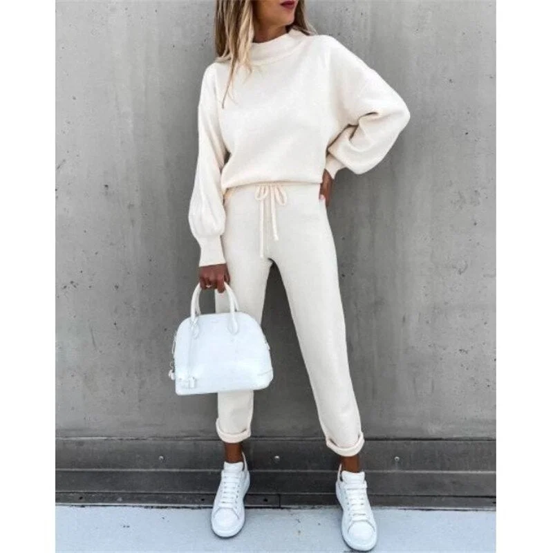Yvlvol women tracksuit spring autumn warm fleece 2 pieces sets female hoodies + pants Outfit Jogger Pants 2021