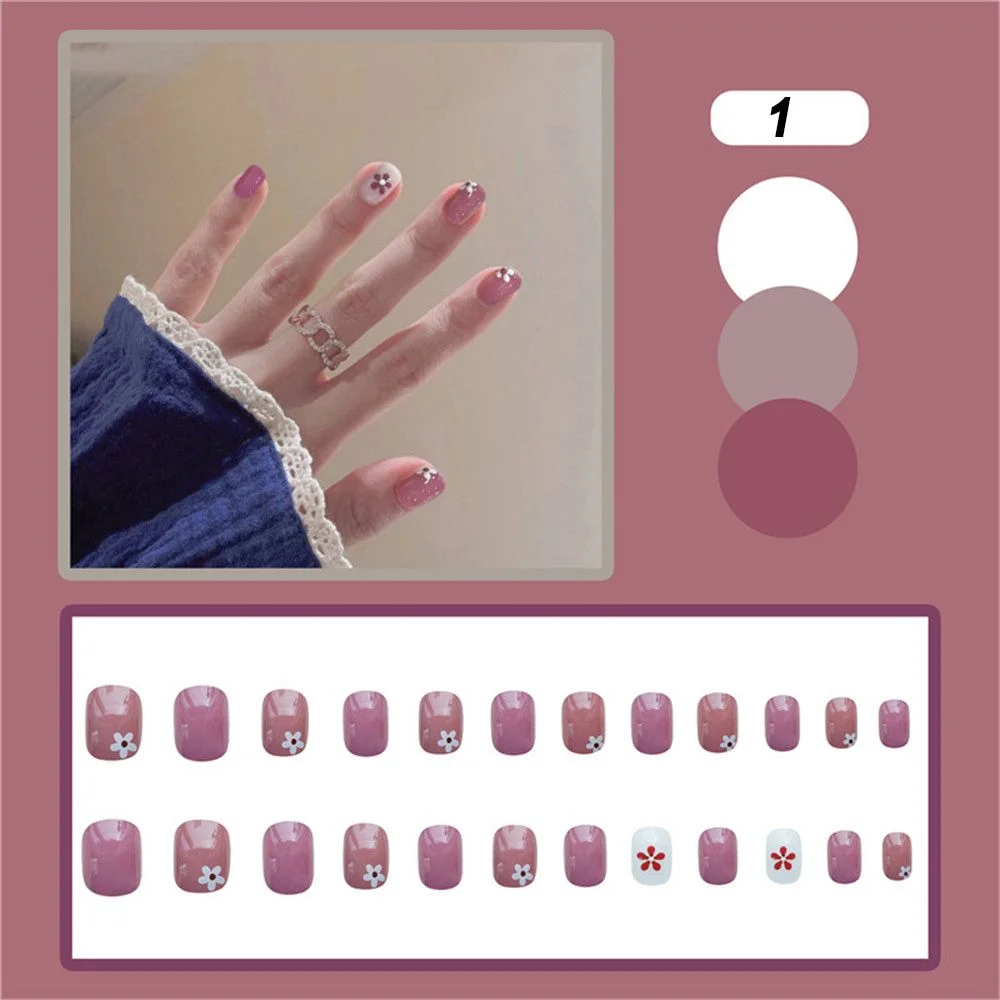 Fake Nails Art Nail Tips Press on False with Designs Set Full Cover Artificial Short Packaging Kiss Display Clear Tipsy Stick-Nail Inspo