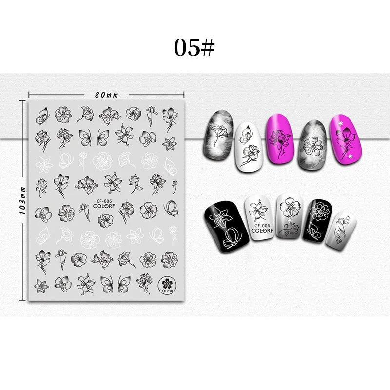 1 Sheet 3D Halloween Nail Sticker Christmas Skull Bone Snake Butterfly Maple Leaf Pattern Decals Manicures 3D Nail Decorations