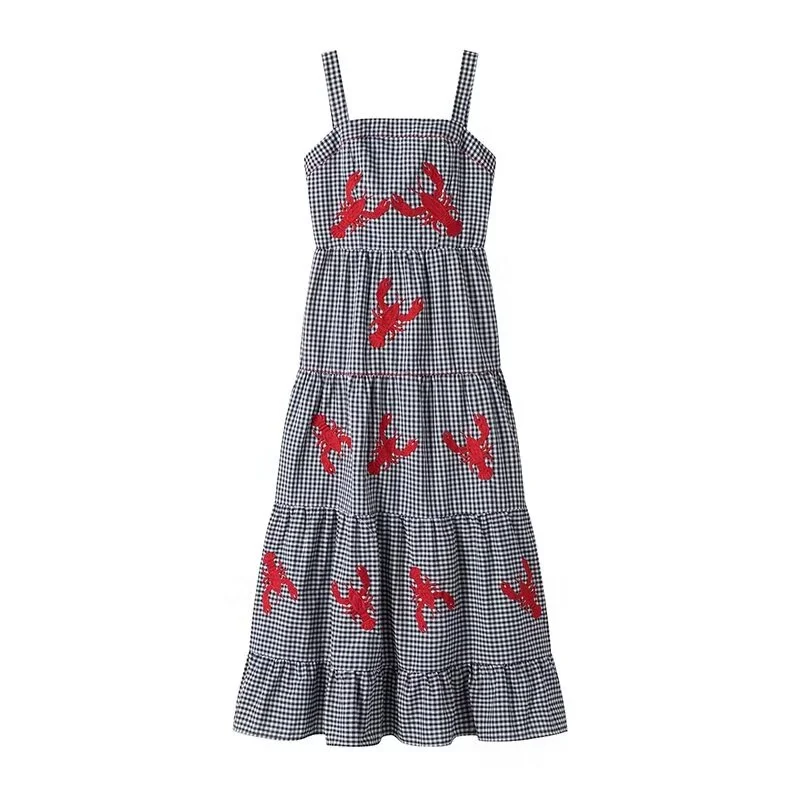 Toloer Toloer 2024 New Women's Fashion Casual Cotton Embroidered Sling Dress-Outfit Ideas