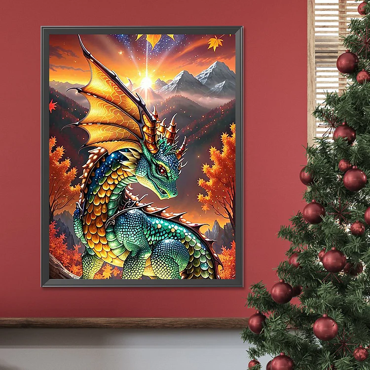 Dragon And Sunrise 30*40CM (Canvas) Full Round Drill Diamond Painting