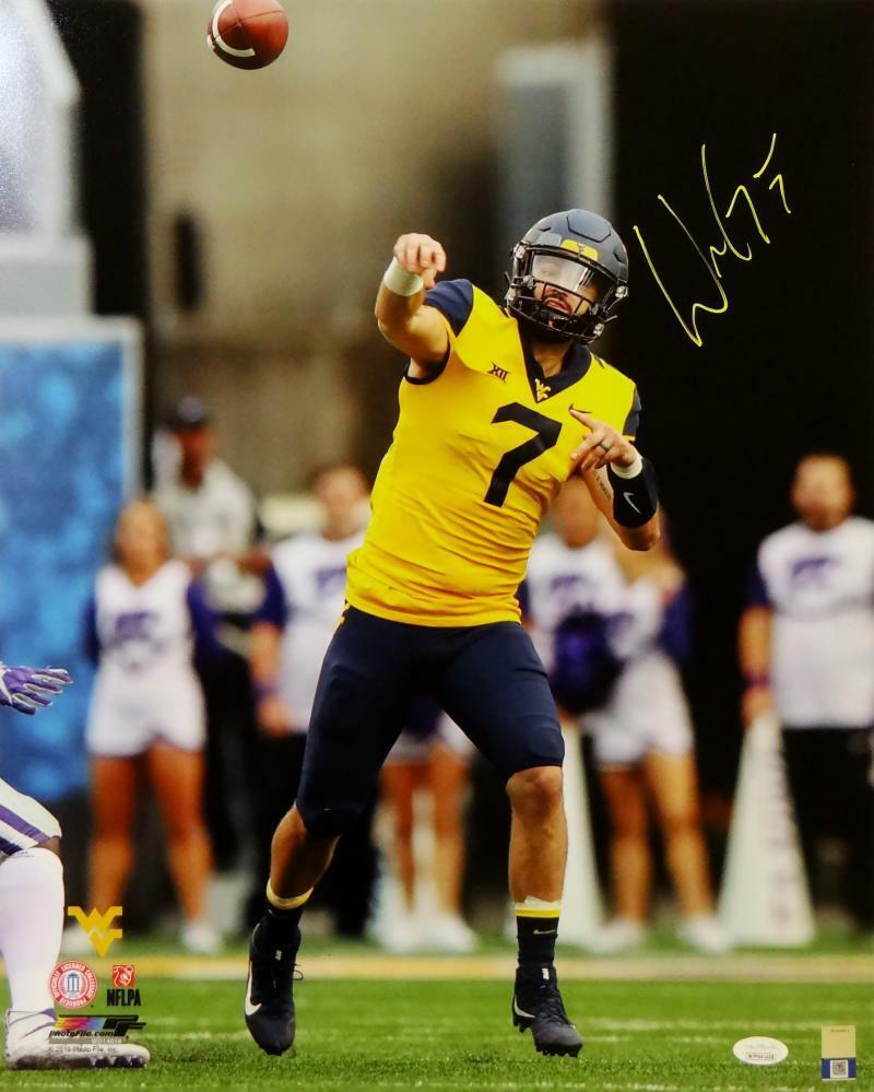 Will Grier Signed W. Virginia 16x20 Throwing in Yellow PF Photo Poster painting- JSA W *Yellow