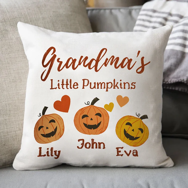 Halloween Pillowcase Personalized Photo and 3 Names Pumpkin Pillow Cover for Kids