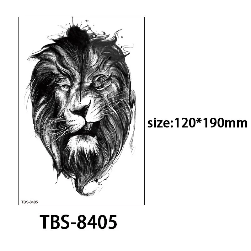 Sdrawing Forest King Animal Tattoo Sticker for Men Tiger Skull Skeleton Fake Tattoo for Women Wolf Tattoo Temporary Waterproof