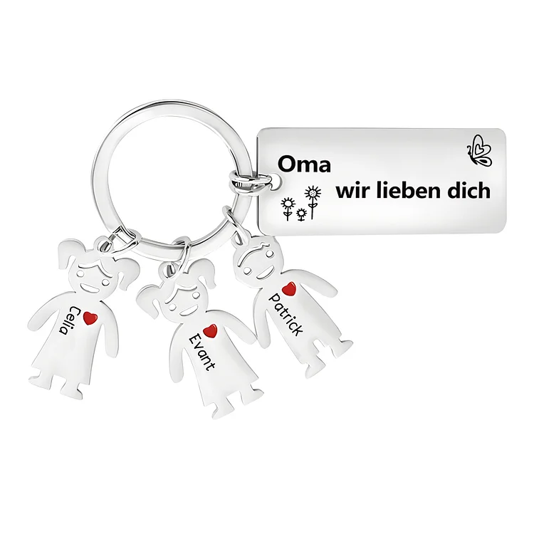 Kettenmachen Personalisierte 3 Namen Familie Schlüsselanhänger-Oma Wir lieben dich-Geschenk für Großmutter