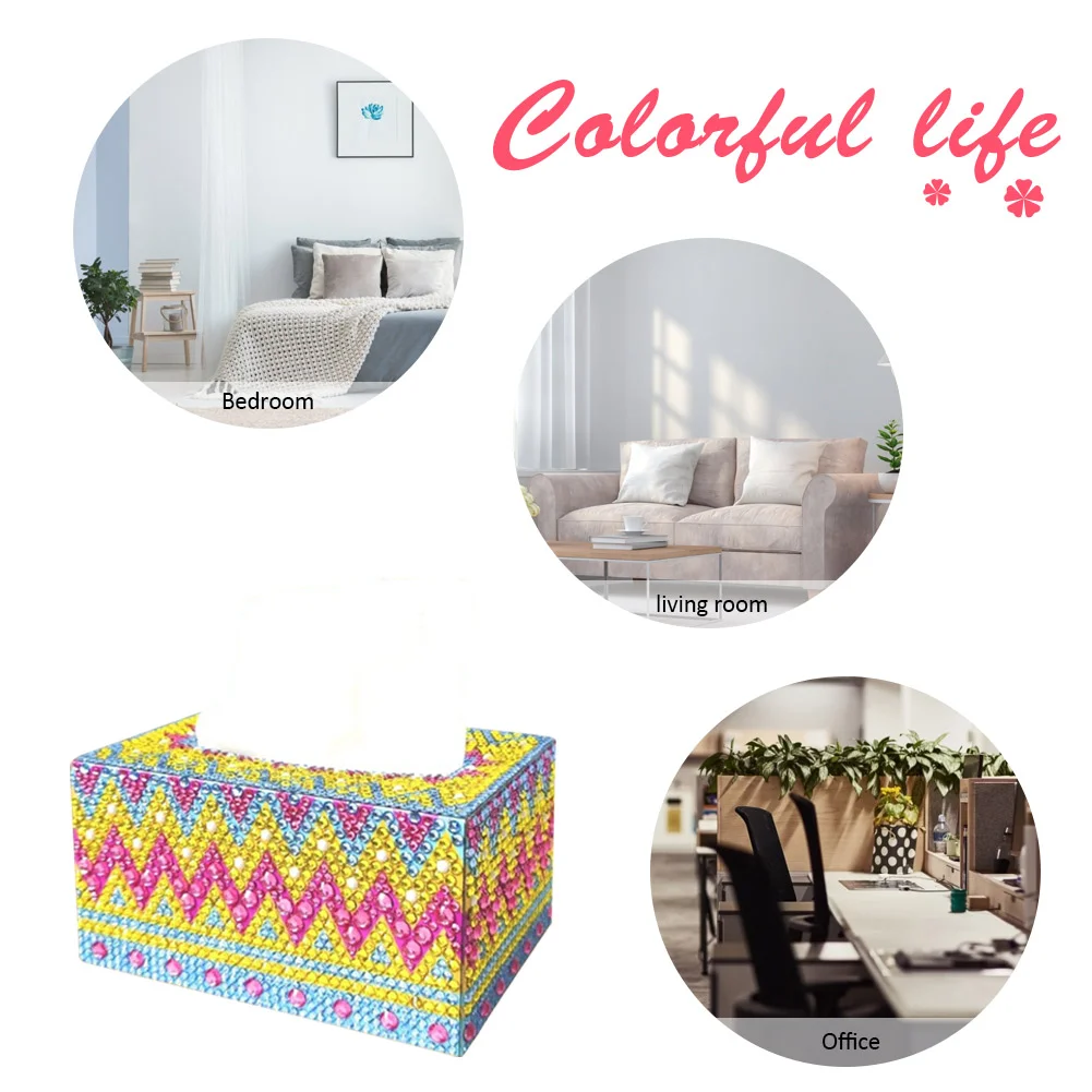 DIY Diamond Painting Tissue Box - Color Stripes