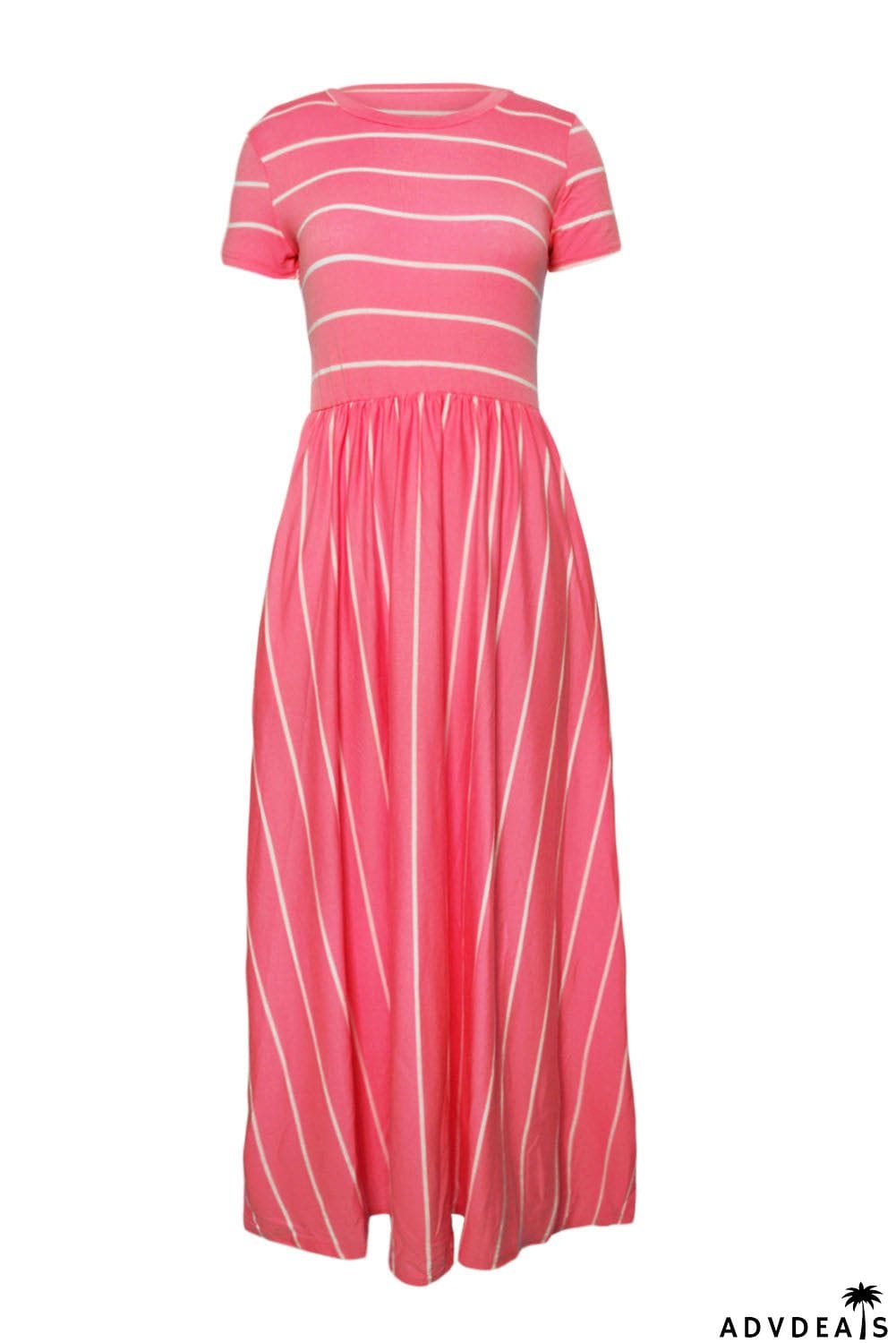 Striped Black Short Sleeve Maxi Dress