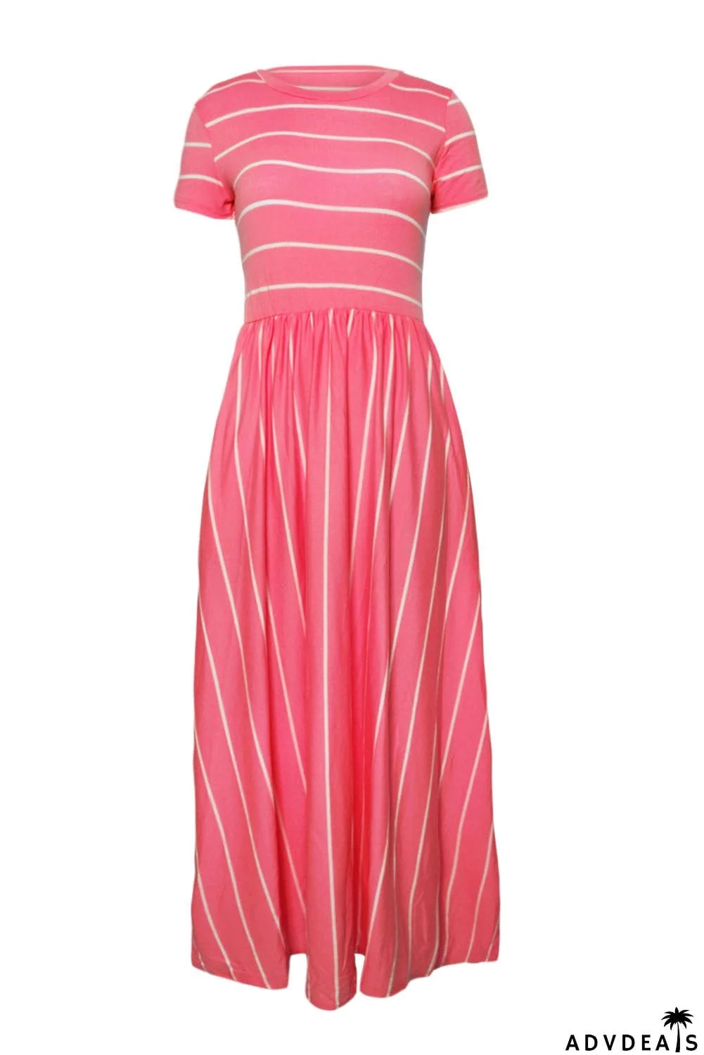 Striped Black Short Sleeve Maxi Dress