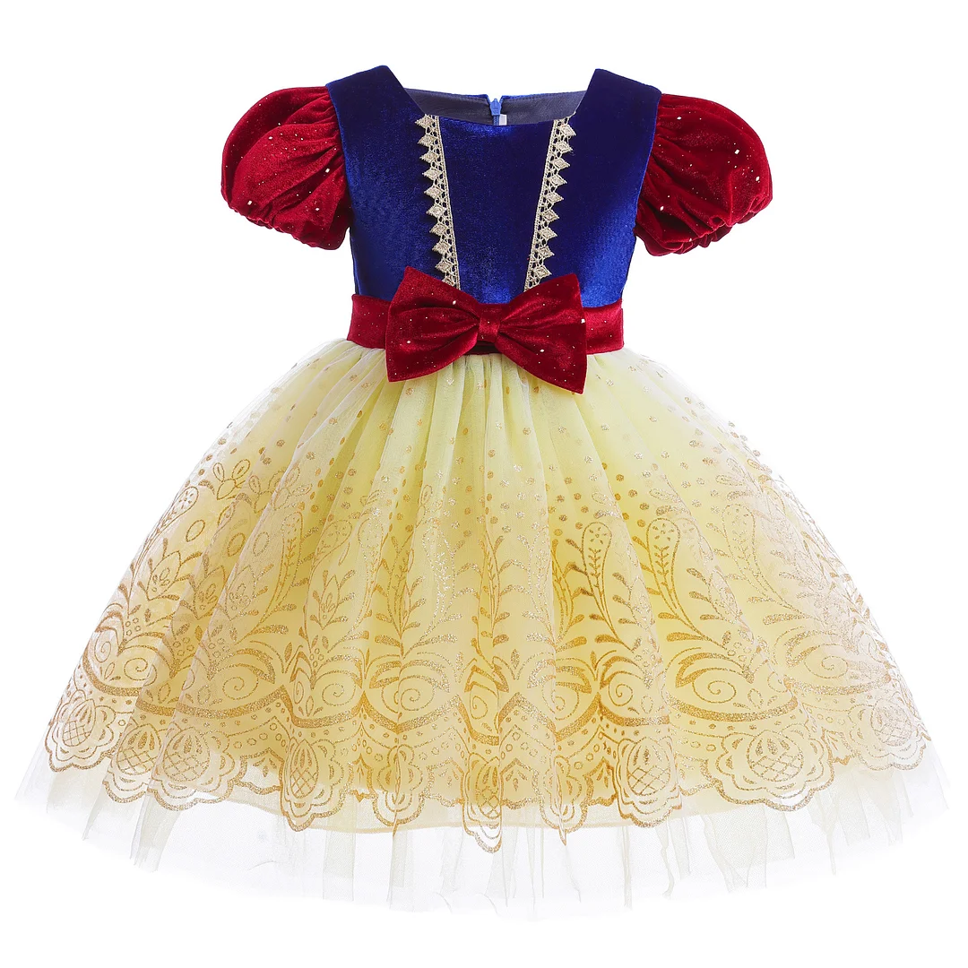 Princess Snow Bubble Velvet Dress for Girls – Child Fashion Tulle Puffy Dress