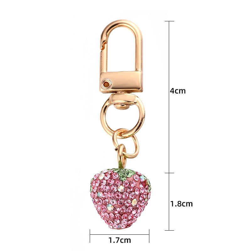 5 Pieces Cute Strawberry Clay Unisex Bag Pendant Keychain