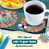 2Pcs/set Diamond Painting Letter Coaster Cup Cushion Home Decor
