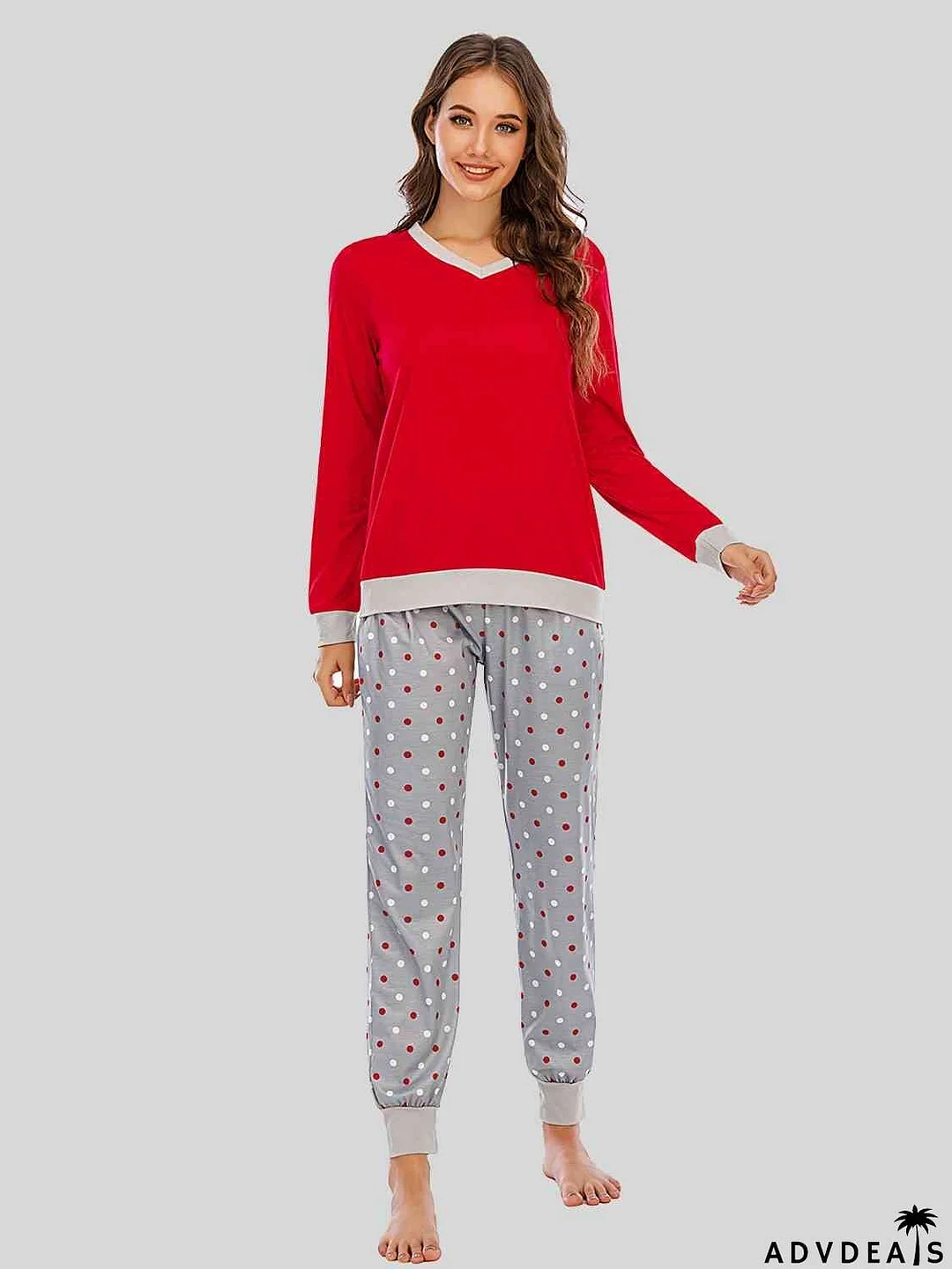 Long Sleeve Top and Polka Dot Pants Set