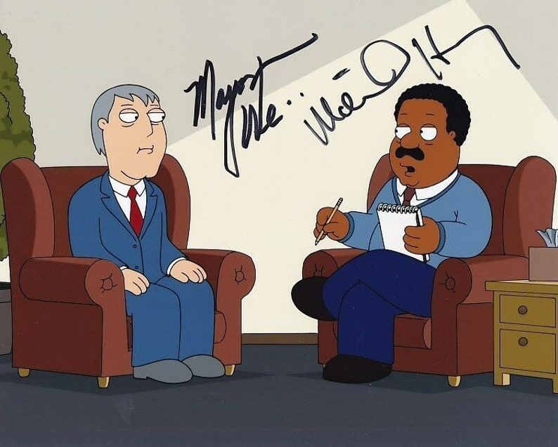 Adam west and mike henry signed family guy mayor & cleveland 8x10 Photo Poster painting