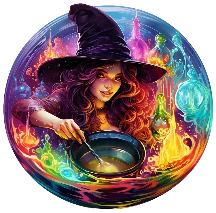 Diamond puzzle Halloween witch diamond mosaic, diamond painting