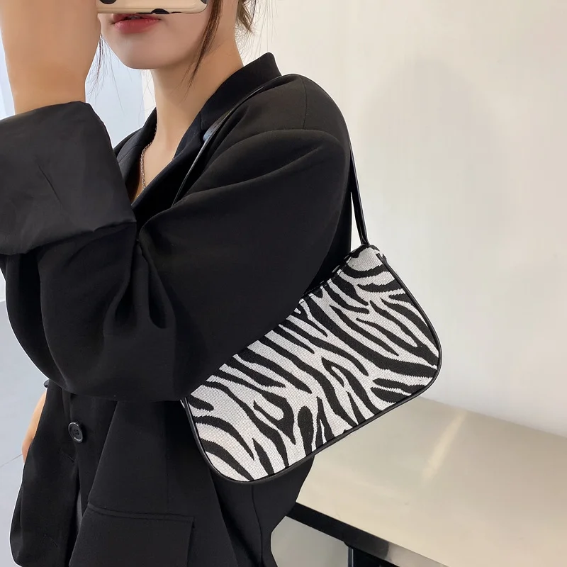 Trendy Zebra Print Underarm Bag