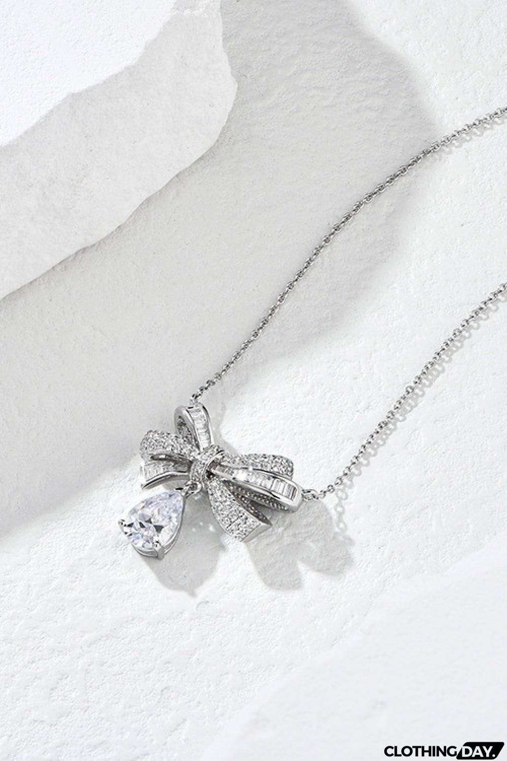 Teardrop Shape 925 Sterling Silver Zircon Pandent Necklace