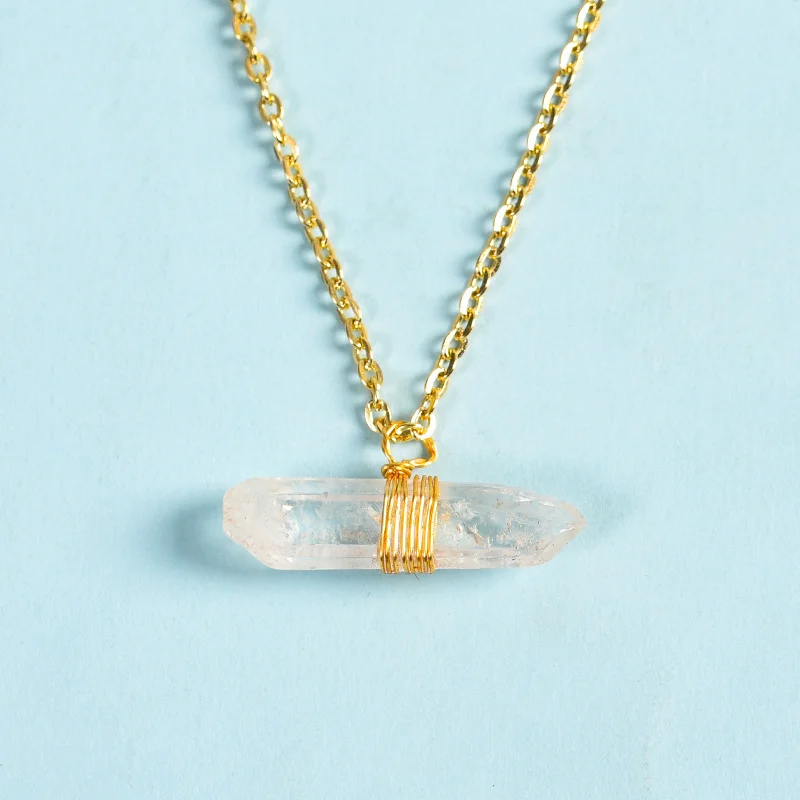 White Crystal Irregular Original Stone Pendant Necklace