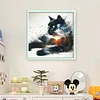 (US Only)Full Embroidery cotton Thread 11CT Printed Cat Cross Stitch Kit Art 40x40cm