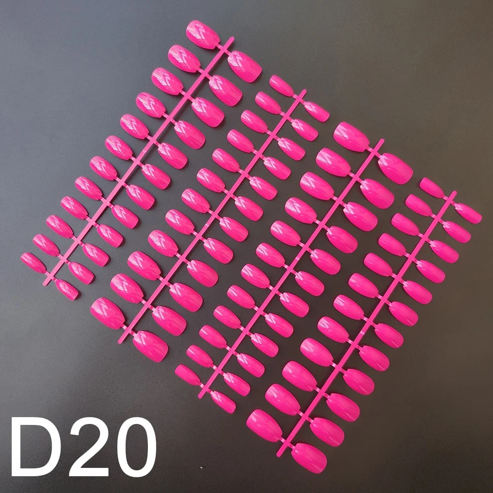 10 Sets Short Coffin Shape False Nail Tips In Same Color 24 Pieces/Set 10 Sizes Press on Fake Nails Manicure Finger Nail Tips-Nail Inspo