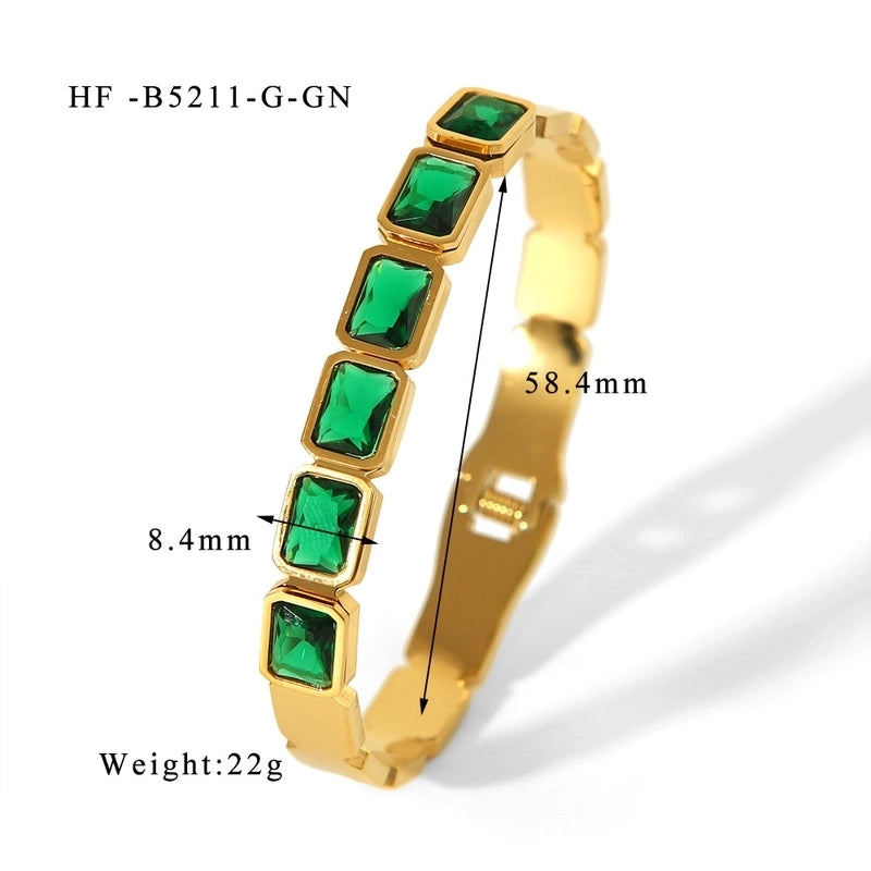 Minimalist Classic Style Solid Color Titanium Steel Zircon Bangle In Bulk