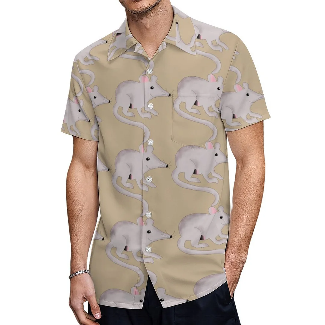 Short Sleeve Shocking Pink Rat Hawaiian Shirt Mens Button Down Plus Size Tropical Hawaii Beach Shirts