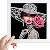 Lady Special Shape Partial Drill Dimond Art Paintings with Plastic Frame 17x17cm
